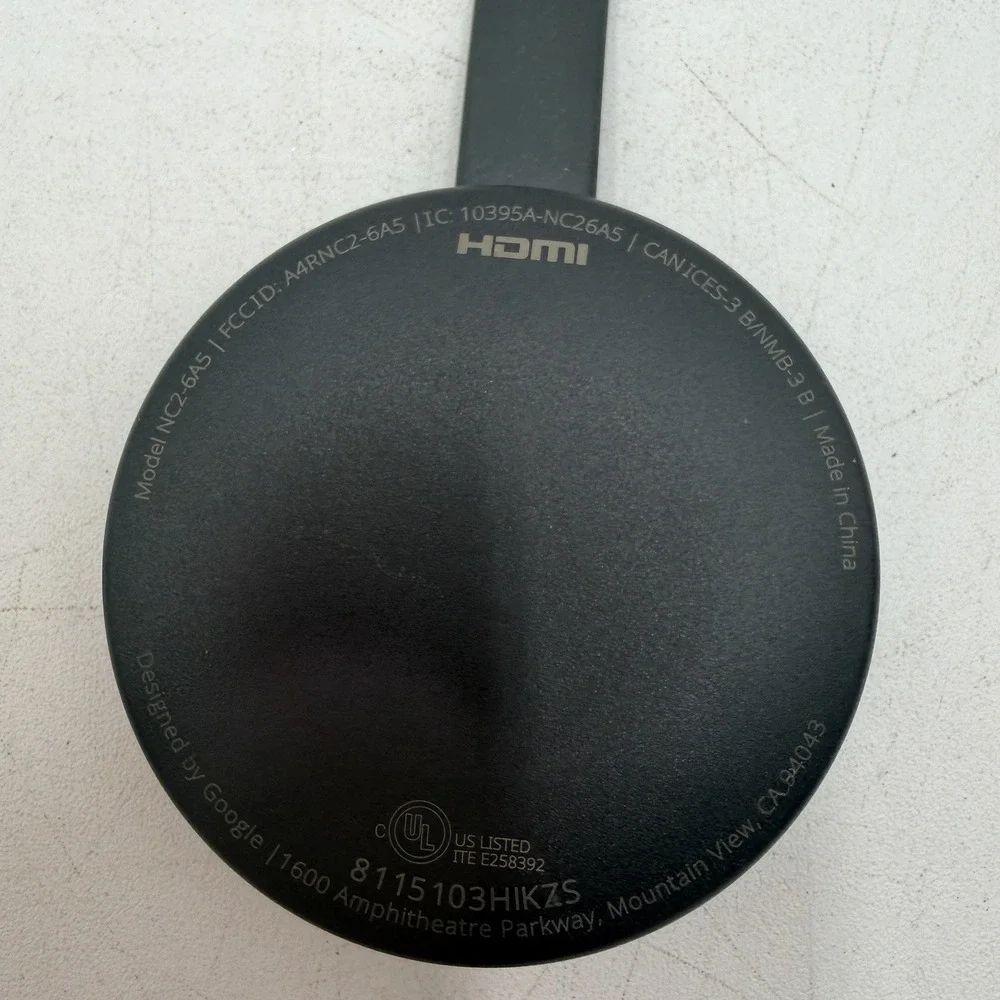 Google Chromecast Model NC2-6A5 HDMI Black 2nd Device Only